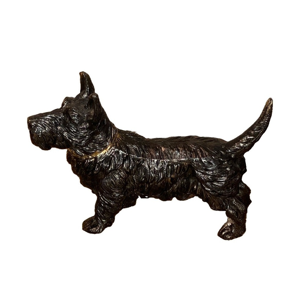 VTG Scottie Dog Figurine 5.5x3 Cast Metal Scottish Terrier Statue
